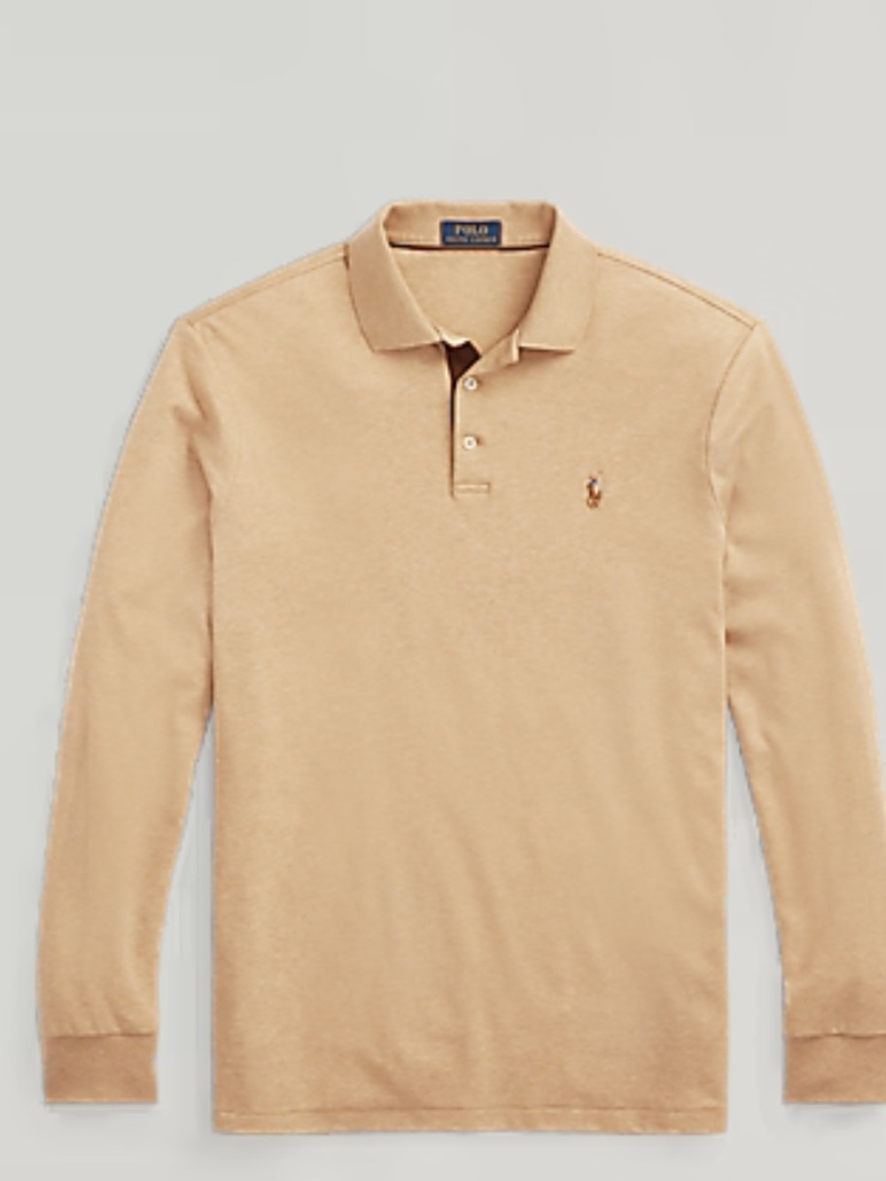 NWT ✨ Polo Ralph Lauren Classic Fit Soft Cotton Polo Shirt Long Sleeve - Tan Med